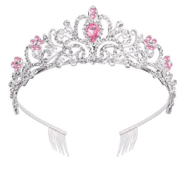 White and pink bow style Tiara