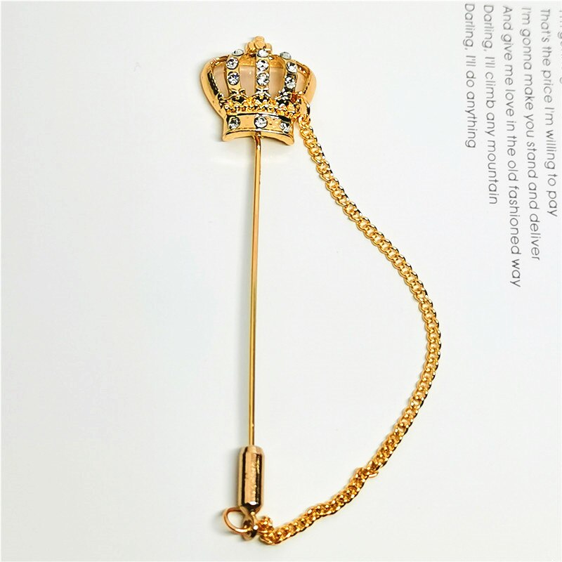 Long pin with golden crown