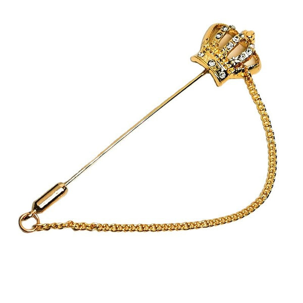 Long pin with golden crown